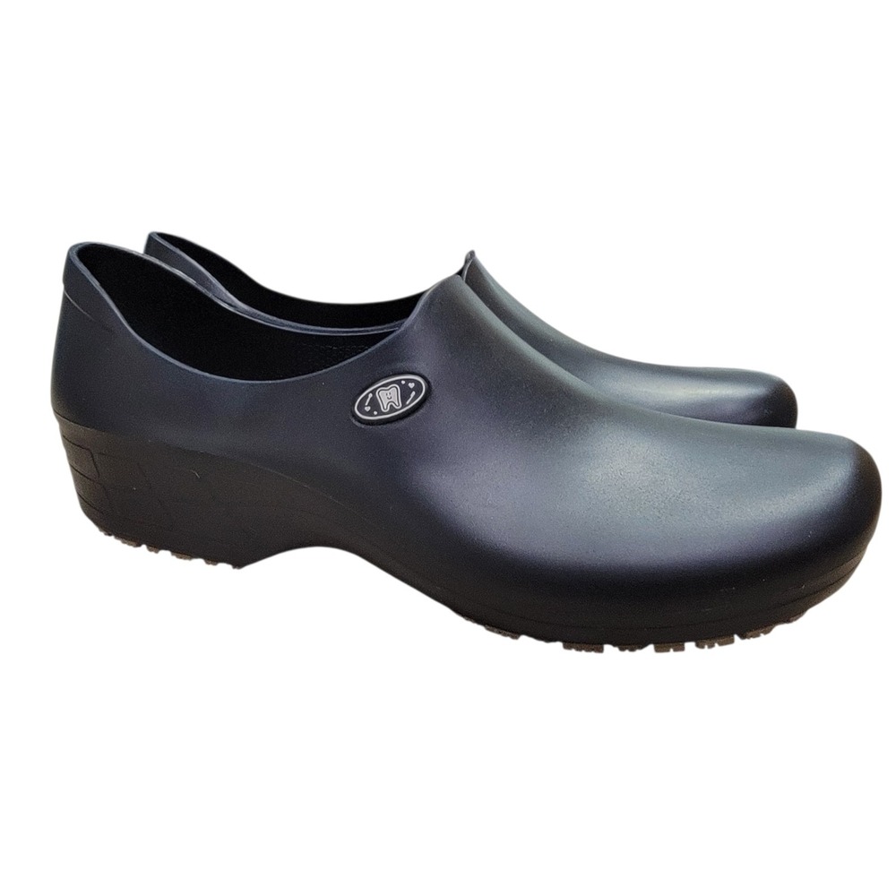 Sticky Shoes Womens 9.5 Black Clogs Non Slip Work Nursing Food Service Chef Shoe